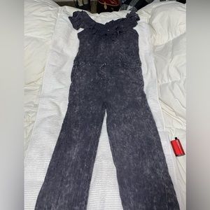 Distressed gray romper